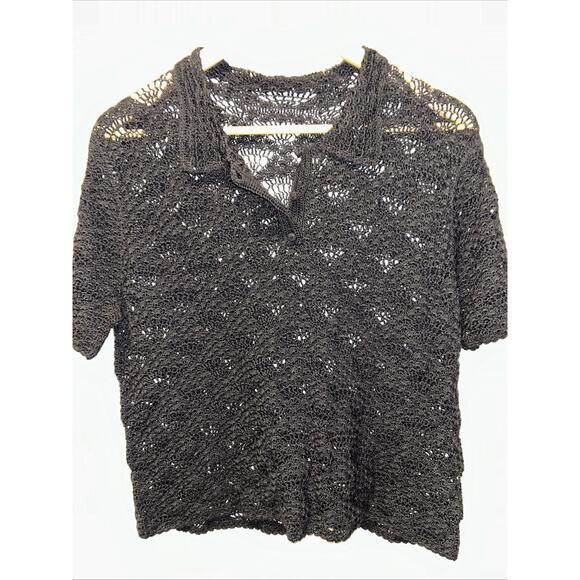 Black Crochet Knit Women's Medium Sweater Witchy Whimsigoth Oversized Goth - Picture 10 of 10